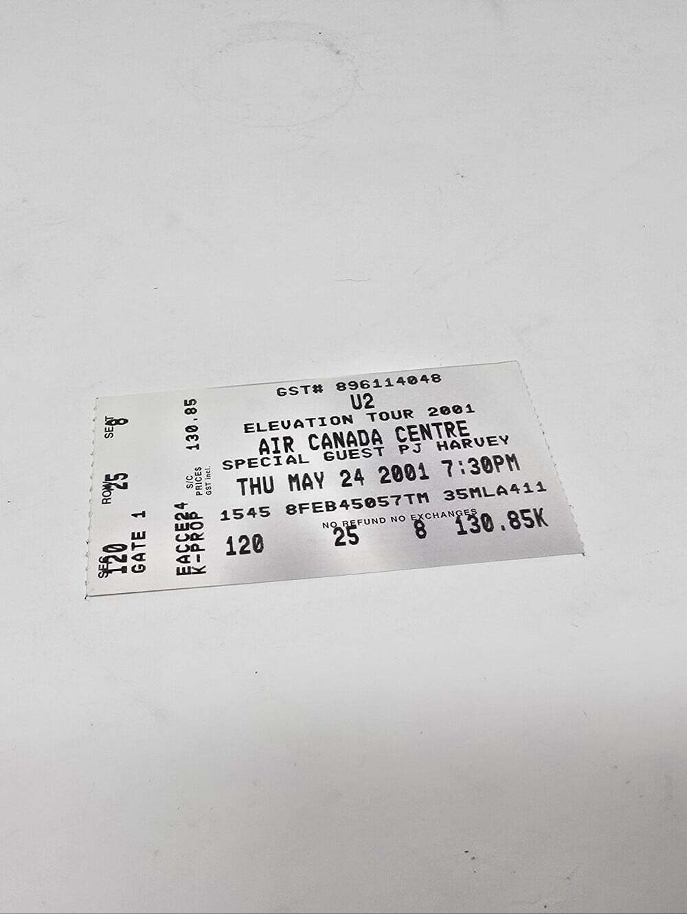 U2 Concert Stub Vintage Y2K Toronto Ticket Elevation Tour 2001 Air Canada Centre